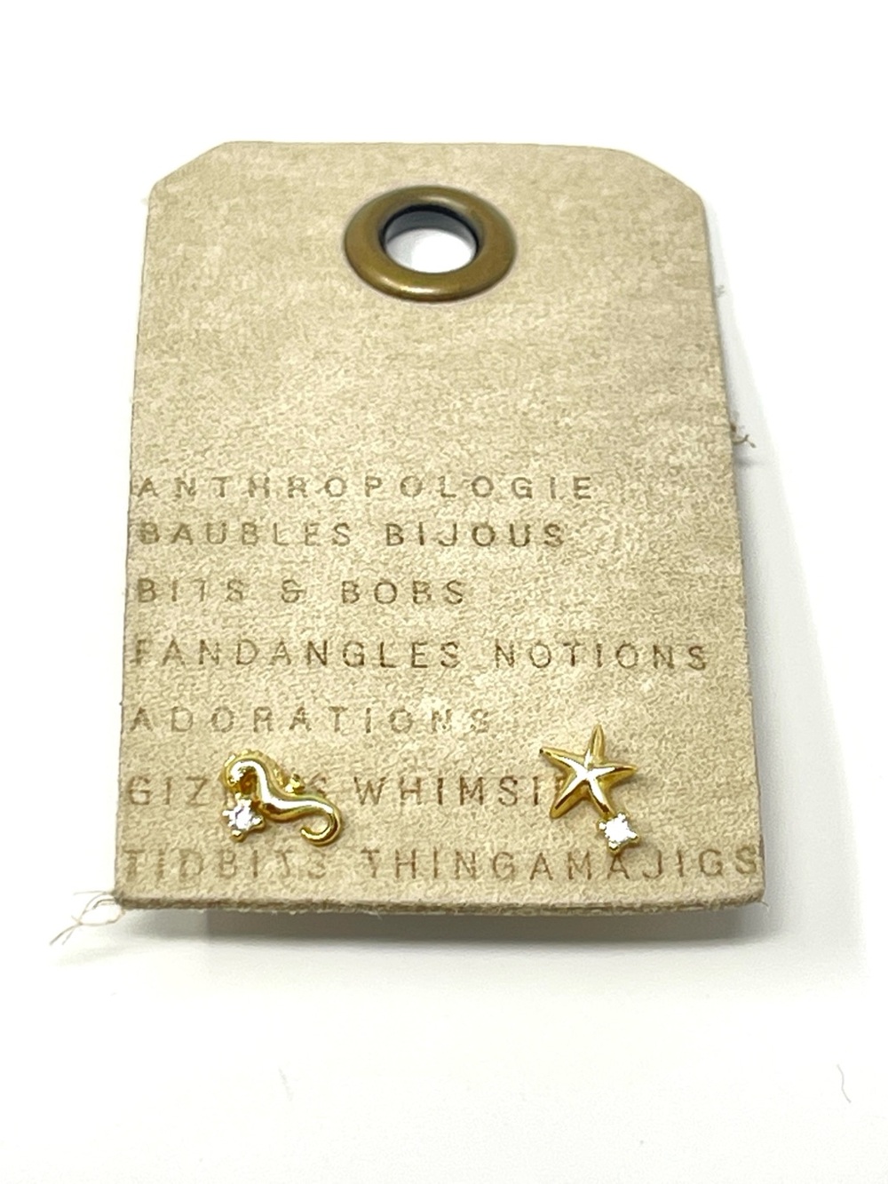New Anthropologie Starfisn Seahorse Gold Post Earrings